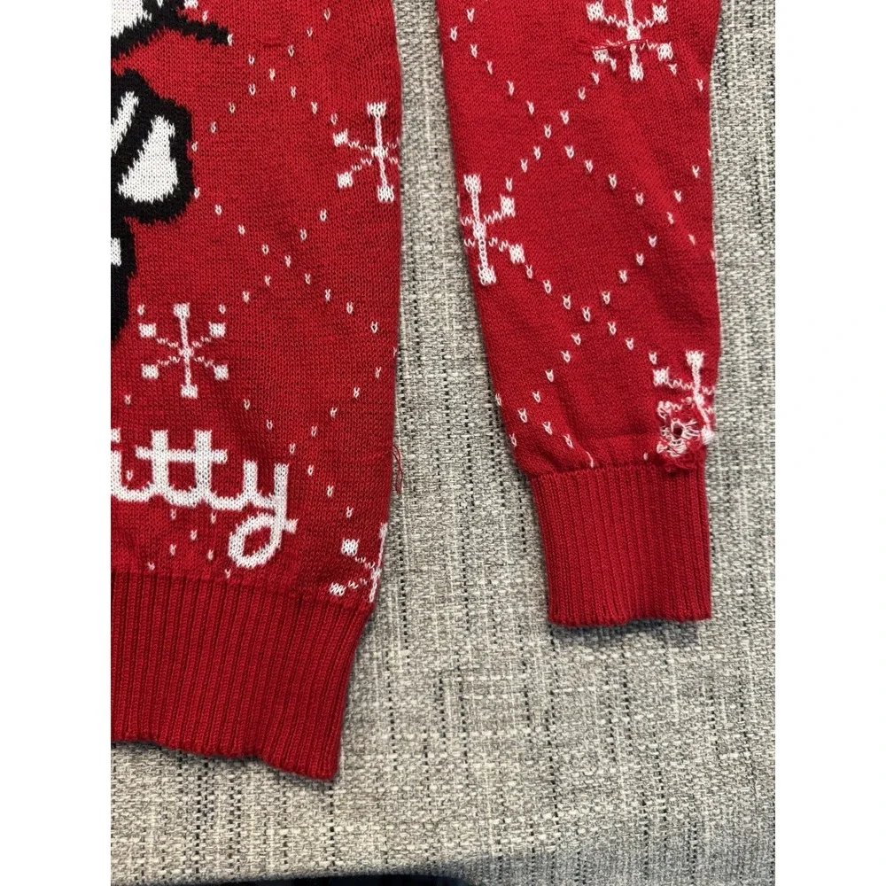 Hello Kitty Christmas Sweater Long Length Red And White Womens Size XXS‎